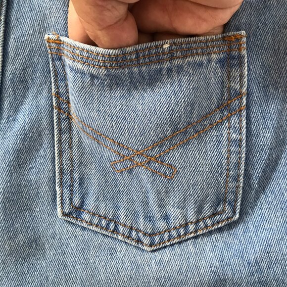 Ghanda Barrel Wide Leg Jeans Women 6 Blue High Rise Raw Hem Stretch Skater 18216 - Picture 11 of 13